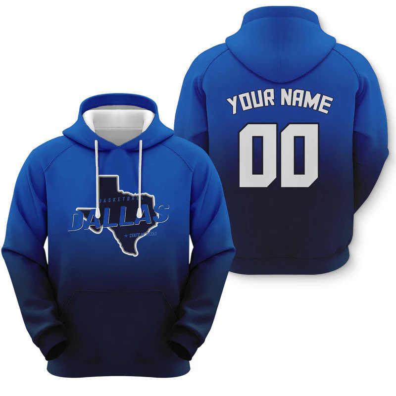 Custom Sports Pullover Sweatshirt Basketball Split State Map Dallas Fashion Hoodie