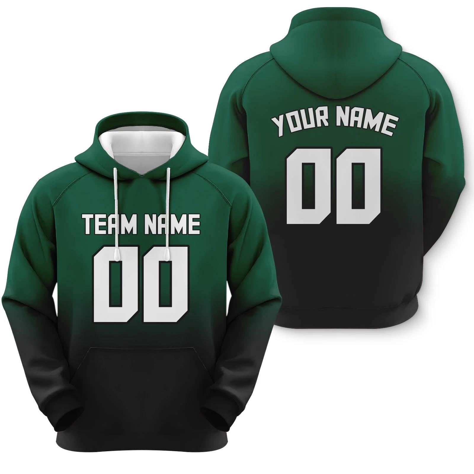 Custom Green White-Black Sports Pullover  Sweatshirt Split  Fashion Football Hoodie