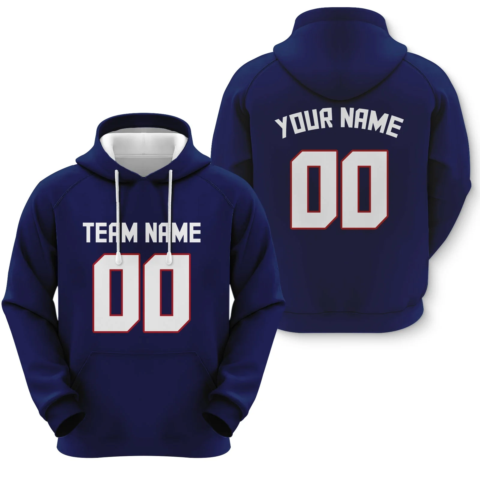 Custom Blue White-Red Sports Pullover  Sweatshirt Football Hoodie