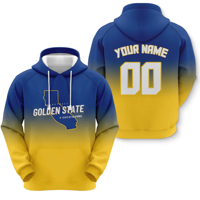 Custom Sports Pullover Sweatshirt Basketball Split State Map Golden State  Fashion Hoodie