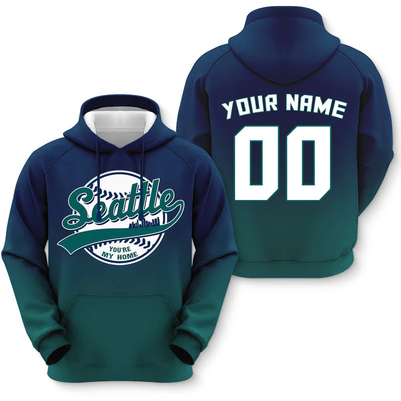 Custom Sports Pullover Sweatshirt Baseball City Seattle You're My Home Split Fashion Hoodie