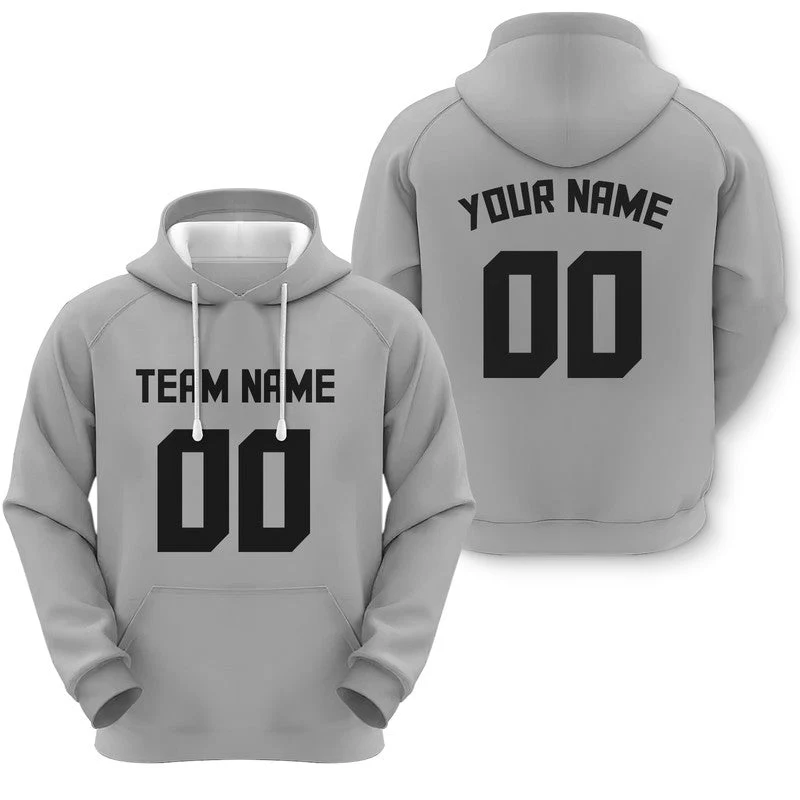 Custom Gray Black Sports Pullover  Sweatshirt Football Hoodie