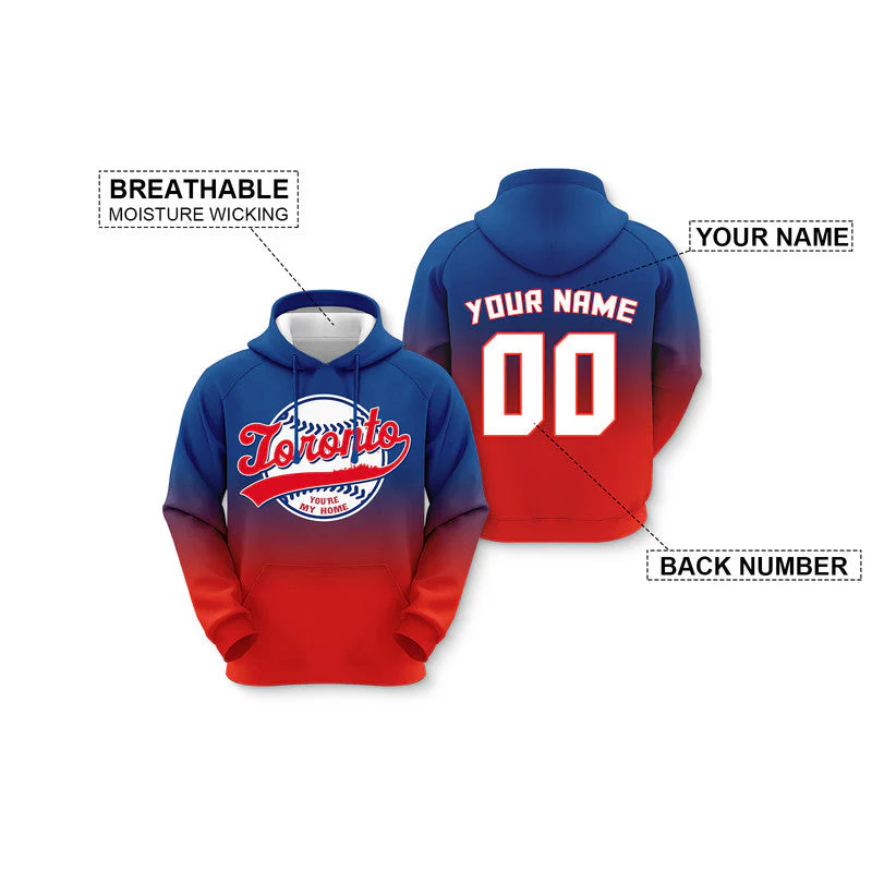 Custom Sports Pullover Sweatshirt Baseball City Toronto  You're My Home Split Fashion Hoodie